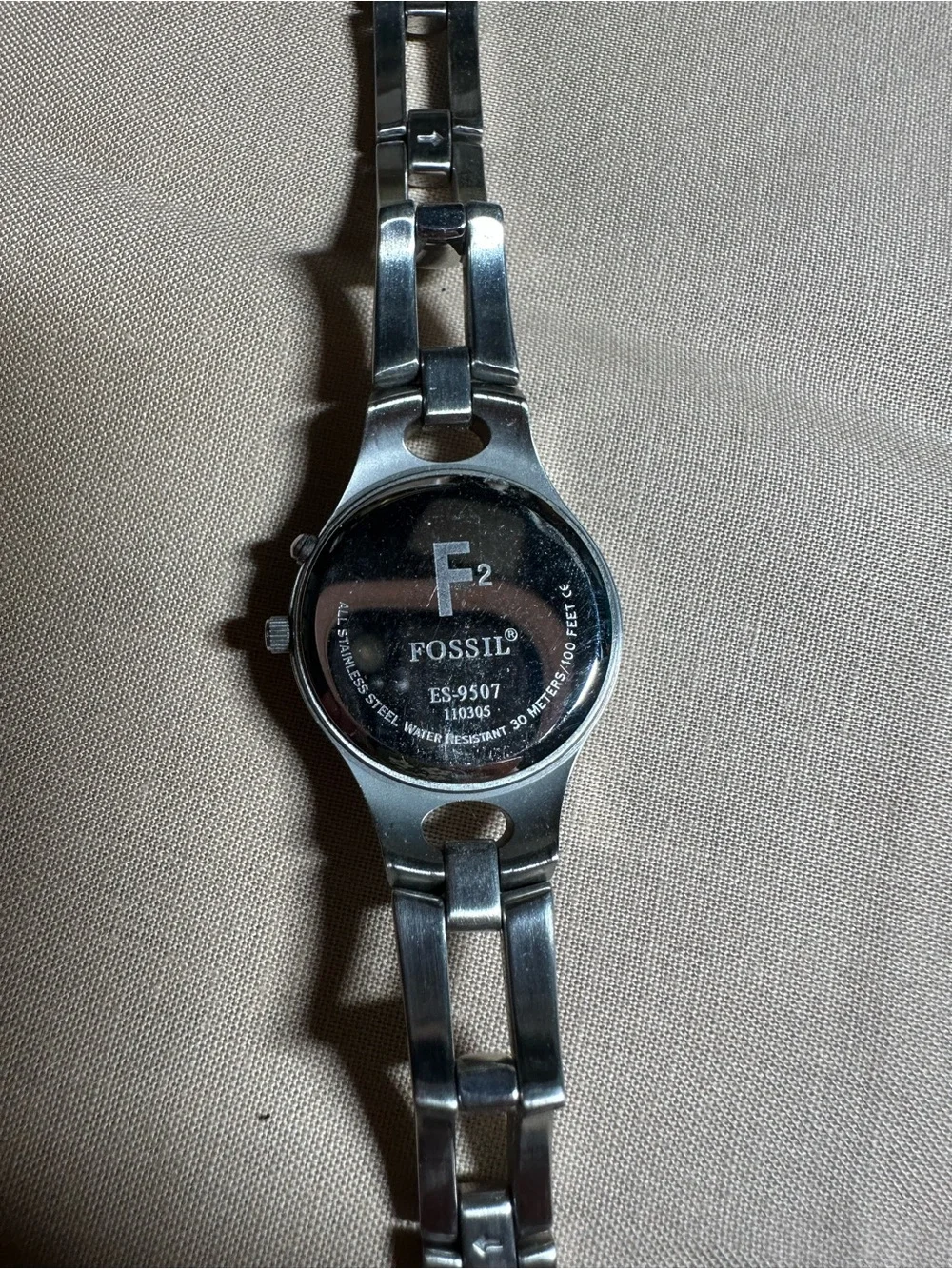 Fossil Silver Bracelet Watch with Purple Dial